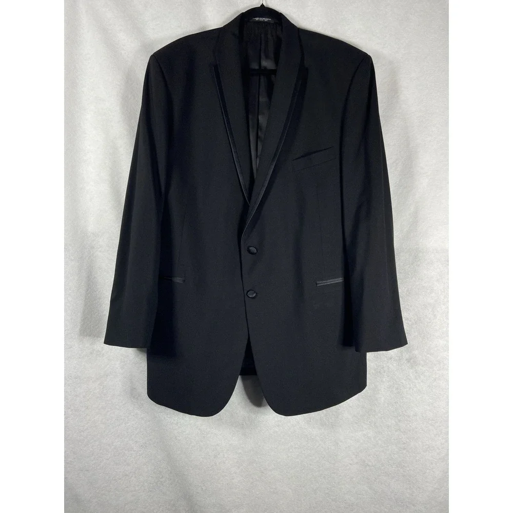 Vintage After Six 2PC Tuxedo Suit Mens 46L Black Wool Super 100's Formal Wedding